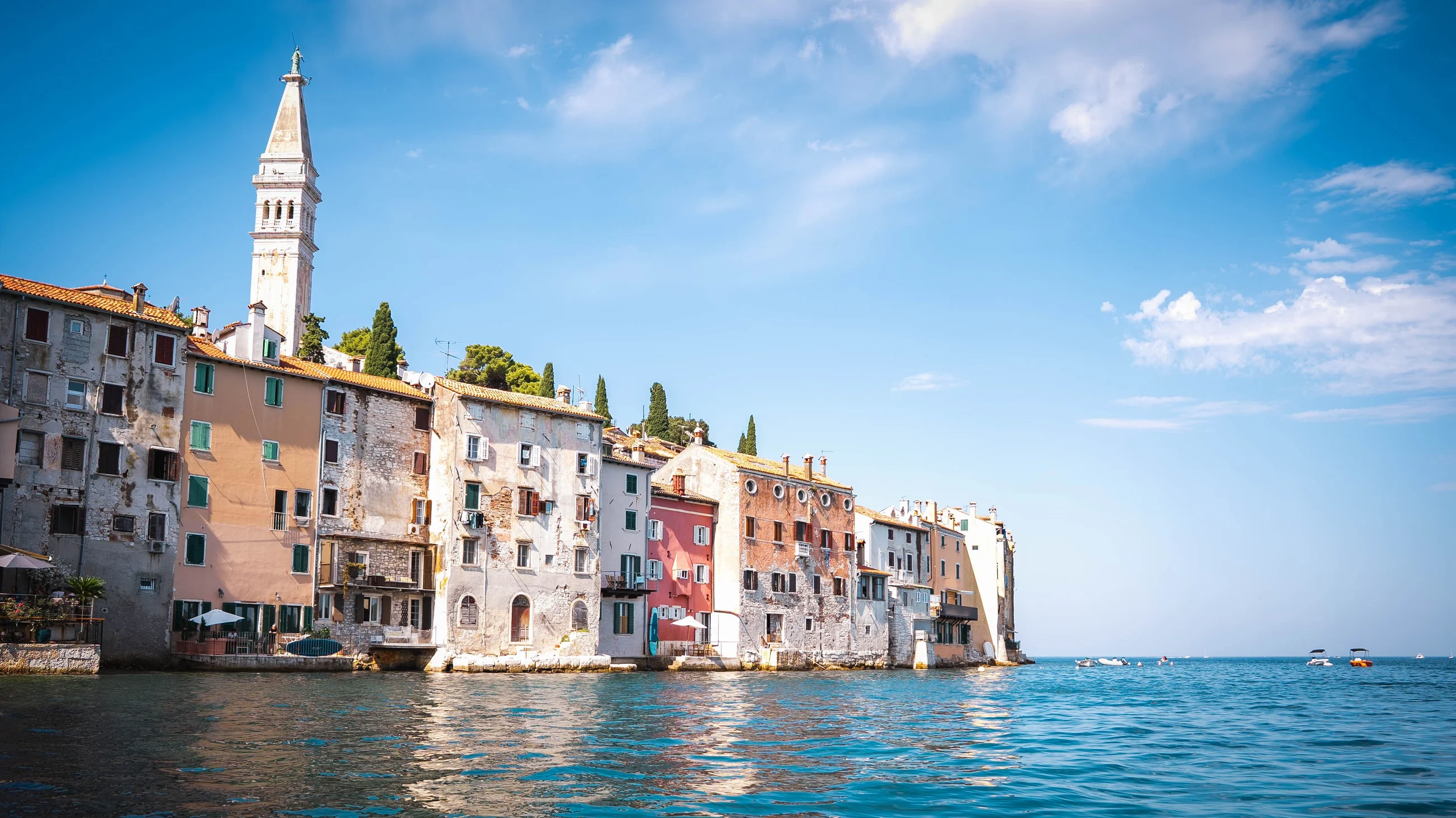 Painted houses on the Rovinj waterfront