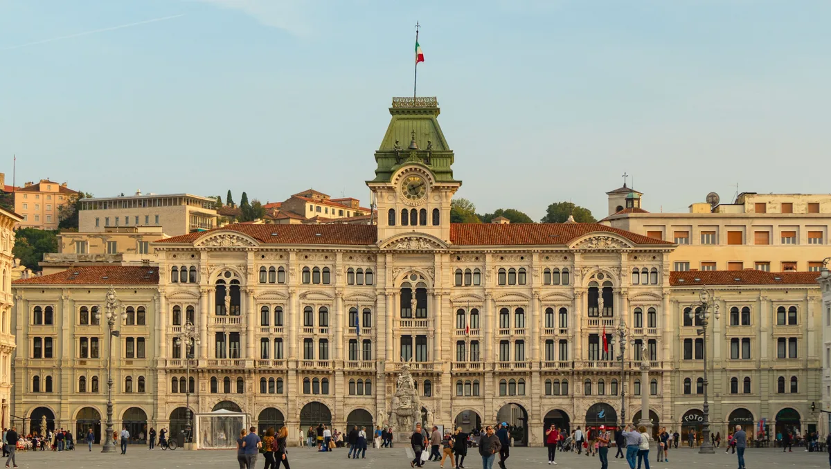 Trieste Town Hall and its clock tower on Piazza Unità d’Italia