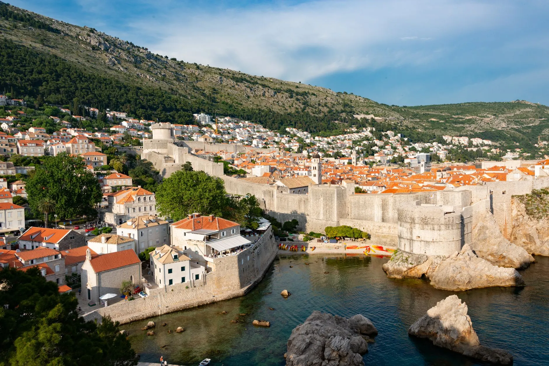 Dubrovnik’s city walls above the sea