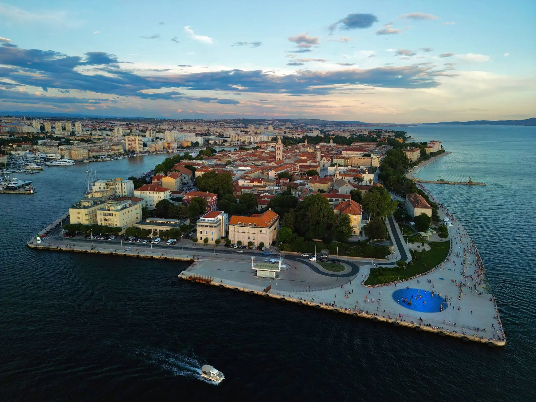 The Zadar peninsula and its old town from above